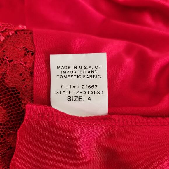 DAVID MEISTER Red Lace Formal Evening Gown Maxi Dress Size 4 - Picture 11 of 14